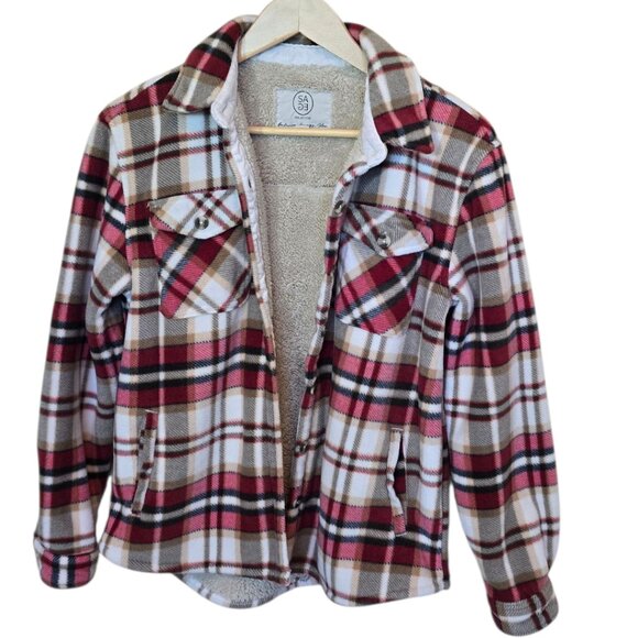 SAGE COLLECTIVE Sherpa Fleece Plaid Shirt Jacket sz S - Picture 3 of 7